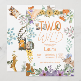 Niedliche Waldtiere (Waldtiere) 2. Geburtstag Einladung