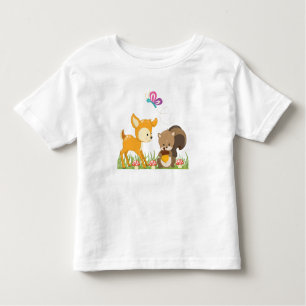 Niedliche Waldtiere Whimsischer Cartoon Kleinkind T-shirt