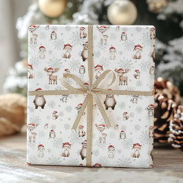 Niedliche Waldtiere Winter Wonderland Decoupage Geschenkpapier