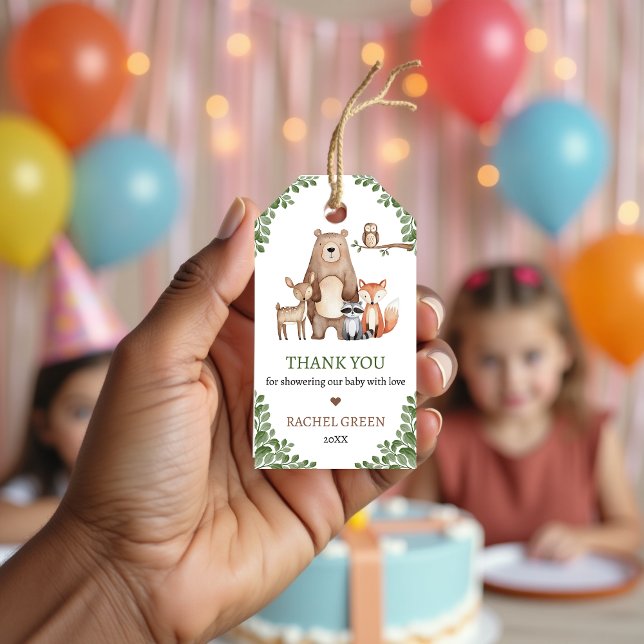 Niedliche Waldtiere Woodland Babydusche Geschenkanhänger (Cute Forest Animals Woodland Baby Shower Gift Tags )