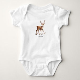 Niedliche Waldtierername Hirsche Wasser Personalis Baby Strampler