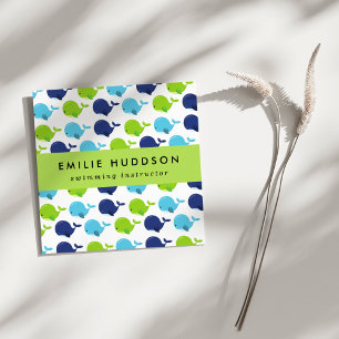 Niedliche Wale, Schwimmlehrer, Schwimmlehrer Quadratische Visitenkarte