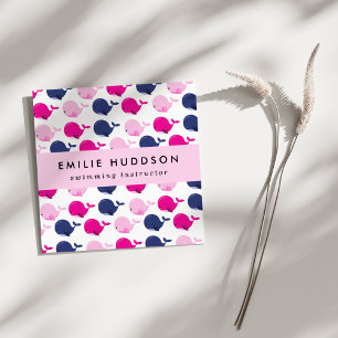 Niedliche Wale, Schwimmlehrer, Schwimmlehrer Quadratische Visitenkarte