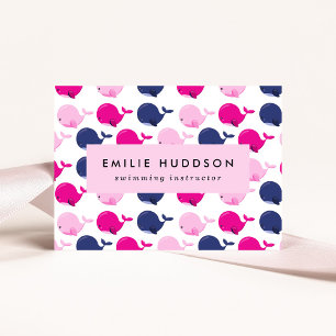 Niedliche Wale, Schwimmlehrer, Schwimmlehrer Visitenkarte