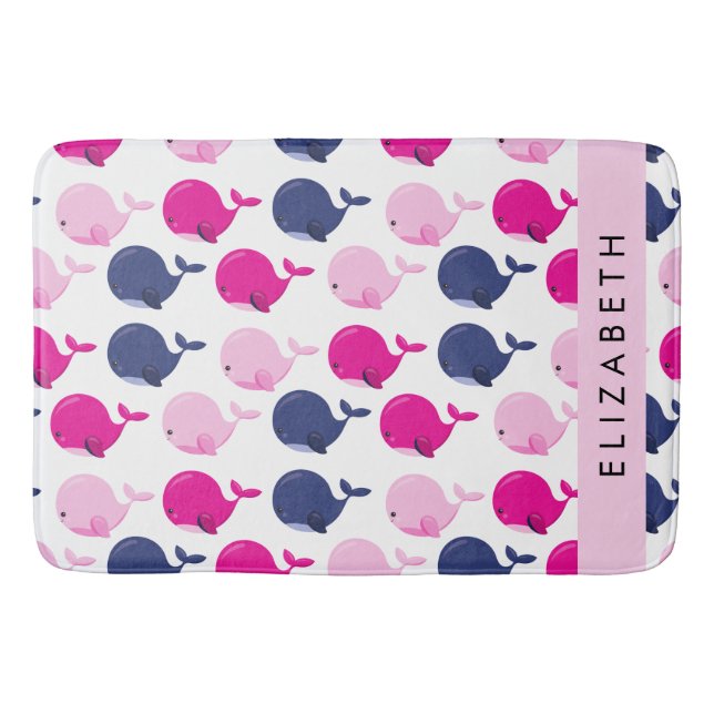 Niedliche Wale, Walmuster, Ihr Name Badematte (Vorderseite)