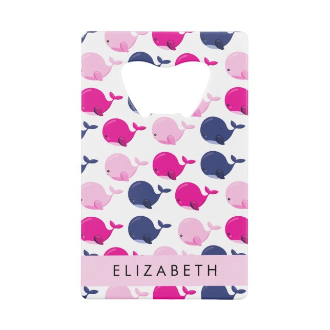 Niedliche Wale, Walmuster, Ihr Name Geldbeutel Flaschenöffner (Vorderseite)