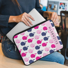 Niedliche Wale, Walmuster, Ihr Name Laptopschutzhülle