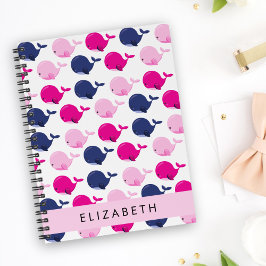 Niedliche Wale, Walmuster, Ihr Name Notizbuch