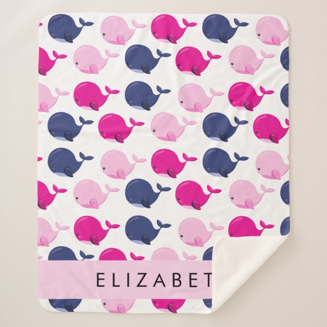 Niedliche Wale, Walmuster, Ihr Name Sherpadecke (Vorderseite)