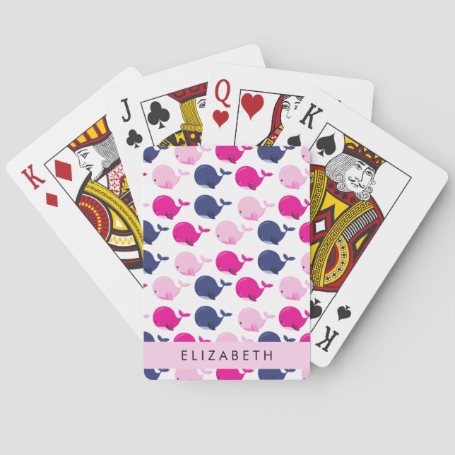 Niedliche Wale, Walmuster, Ihr Name Spielkarten (Rückseite)