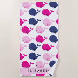 Niedliche Wale, Walmuster, Ihr Name Strandtuch