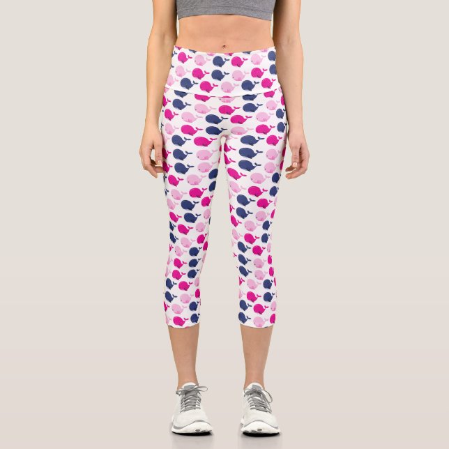 Niedliche Wale, Walmuster, Meerestiere Capri Leggings (Vorderseite)