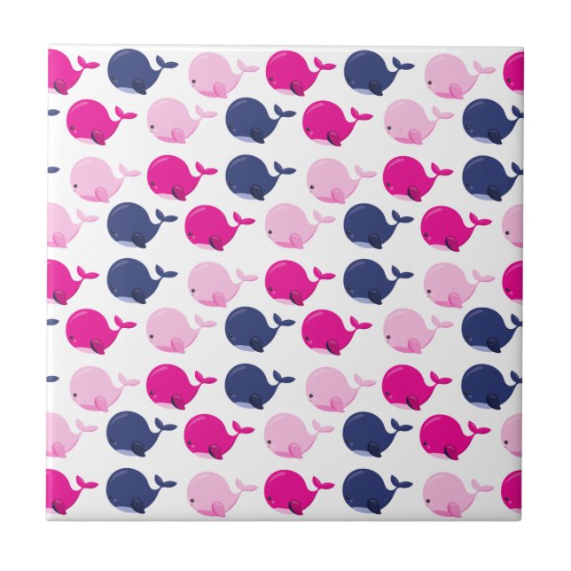 Niedliche Wale, Walmuster, Meerestiere Fliese (Vorderseite)