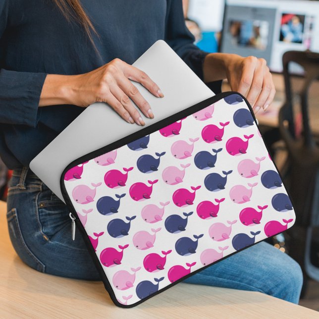 Niedliche Wale, Walmuster, Meerestiere Laptopschutzhülle (Von Creator hochgeladen)