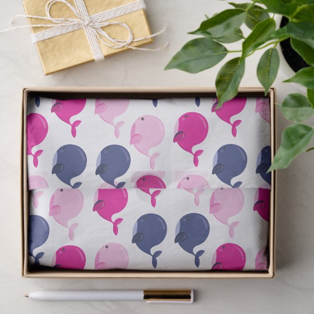 Niedliche Wale, Walmuster, Meerestiere Seidenpapier (Geschenk)