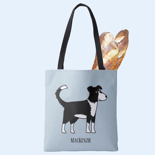 Niedliche walisische Grenzkollie Sheepdog Individu (Welsh Border Collie Sheepdog personalized name tote bag for dog lovers)