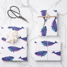 Niedliche Walkunst Zeichne im Ozean Blau und Weiß