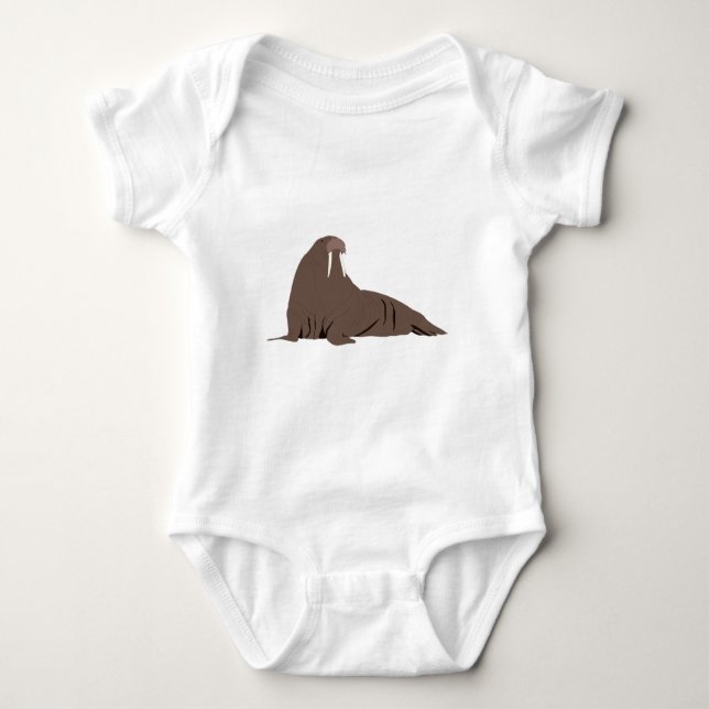 Niedliche Walrus-Illustration Baby Strampler (Vorderseite)