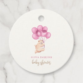 Niedliche Warecolor Bear Pink Balloon Babydusche Geschenkanhänger