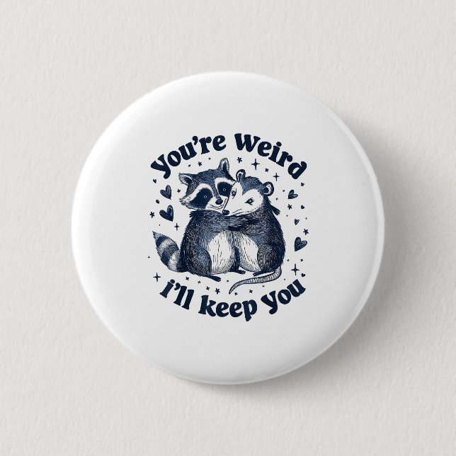 Niedliche Waschbär-Opossum-Umarmung-eines-sonderba Button (Vorderseite)