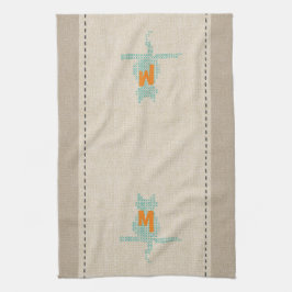 Niedliche Wäsche Aussehen Minze Mit Monogramm Katz Geschirrtuch