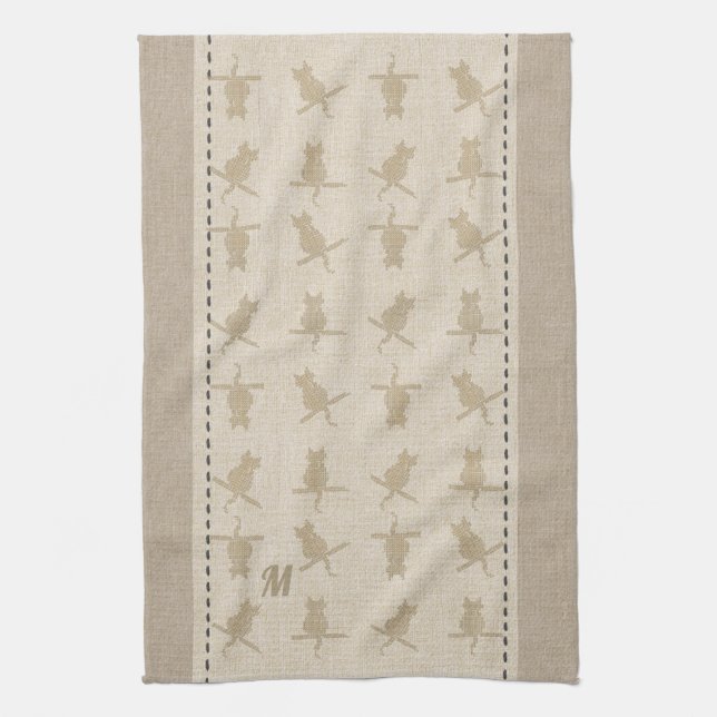 Niedliche Wäsche Mit Monogramm Funny Cats Handtuch (Vertikal)