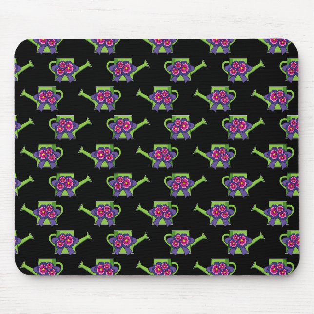 Niedliche Wasserdose mit Blume Bouquet Mousepad (Vorne)