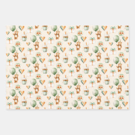 Niedliche Wasserfarbe 1. Geburtstag Geschenkpapier Set