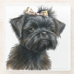 NIEDLICHE WASSERFARBE AFFENPINSCHER PUPPIERHUNDE GLASUNTERSETZER