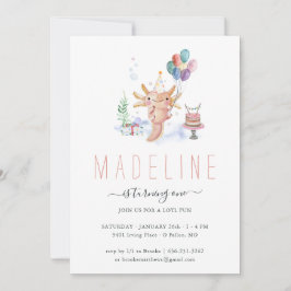 Niedliche Wasserfarbe Axolotl Geburtstagsparty Ein Einladung