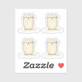 Niedliche Wasserfarbe Beige Katze Aufkleber