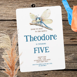 Niedliche Wasserfarbe Blau-Braune Libelle Junge Ge Einladung