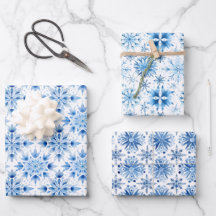 Niedliche Wasserfarbe Blaue Weihnachtsschneeflocke