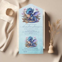 Niedliche Wasserfarbe Blue Dragon Baby Dusche