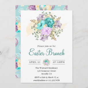 Niedliche Wasserfarbe Blumenkick in Ei Ostern Brun Einladung