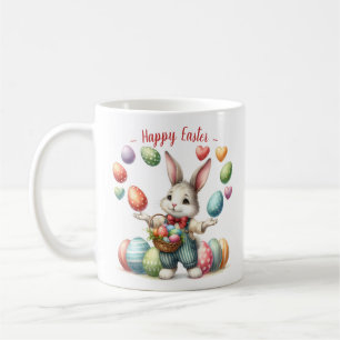 Niedliche Wasserfarbe Bunny Juggling Ostereier Her Kaffeetasse