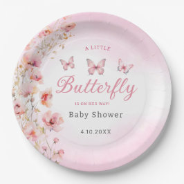 Niedliche Wasserfarbe Butterfly florales boho rosa Pappteller