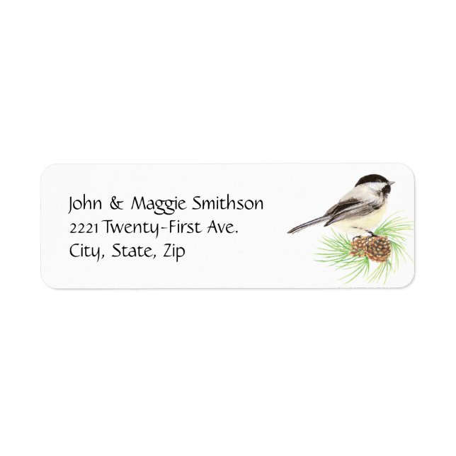Niedliche Wasserfarbe Chickadee Bird Pine Tree (Vorne)