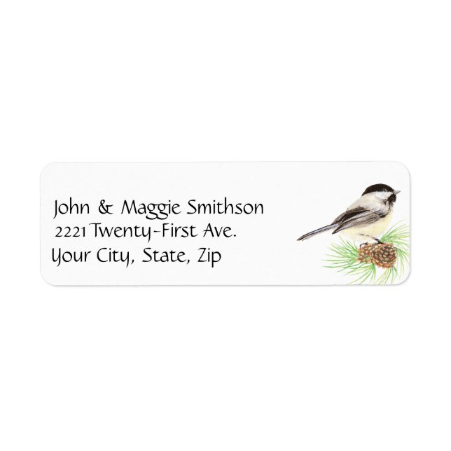 Niedliche Wasserfarbe Chickadee Bird Pine Tree (Vorne)