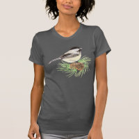 Niedliche Wasserfarbe Chickadee Bird Pine Tree