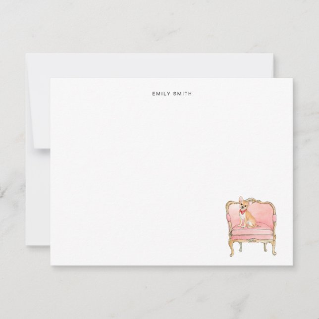 Niedliche Wasserfarbe Chihuahua Hundewohnung Danke (Vorderseite)