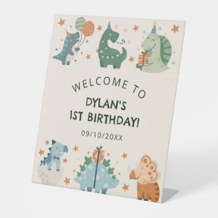 Niedliche Wasserfarbe Dinosaurier Geburtstagsparty Sockelschild