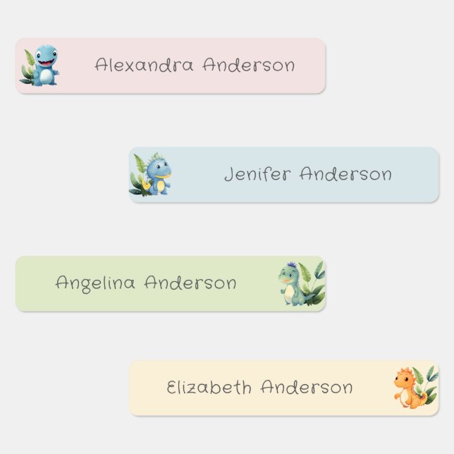 Niedliche Wasserfarbe Dinosaurier Wassersicherer N Etiketten (Gruppe)
