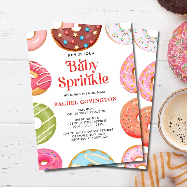 Niedliche Wasserfarbe Donut Baby Sprinkle Babydusc Einladung (Von Creator hochgeladen)