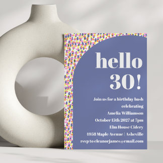 Niedliche Wasserfarbe Dots 30. Geburtstag Party Einladung