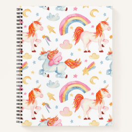 Niedliche Wasserfarbe Einhornstruktur Notizbuch