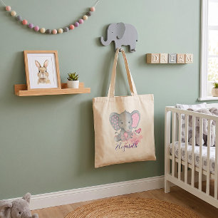 Niedliche Wasserfarbe-Elefantenbaby-Tragetasche Tragetasche