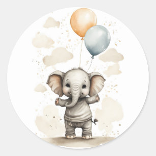 Niedliche Wasserfarbe Elephant Shirt Big Balloons Runder Aufkleber