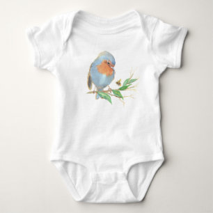 Niedliche Wasserfarbe Englisch Robin Birds & Biene Baby Strampler