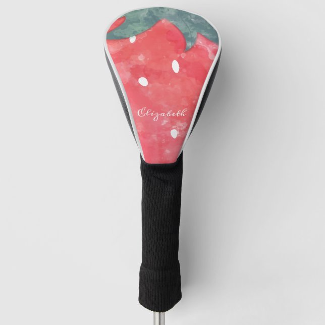 Niedliche Wasserfarbe Erdbeere Golf Headcover (Vorderseite)